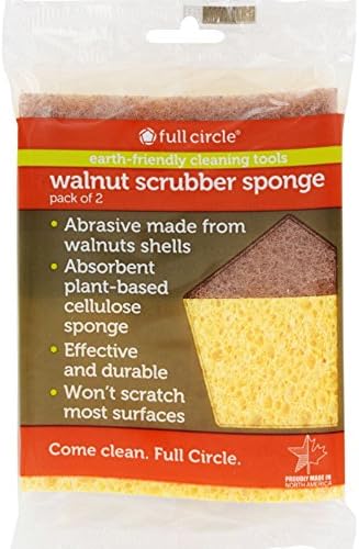 2Pack! Full Circle Home Sponge Walnut Scrubber - Case of 6 - 2 Pack