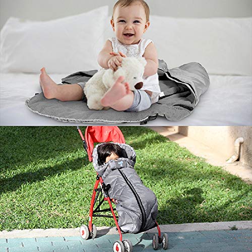 Lemonda Winter Outdoor Tour Waterproof Baby Infant Stroller Sleeping Bag Warm Footmuff Sack,Anti-Kicking Sleeping Nest,Wearable Stroller Blanket (Grey)