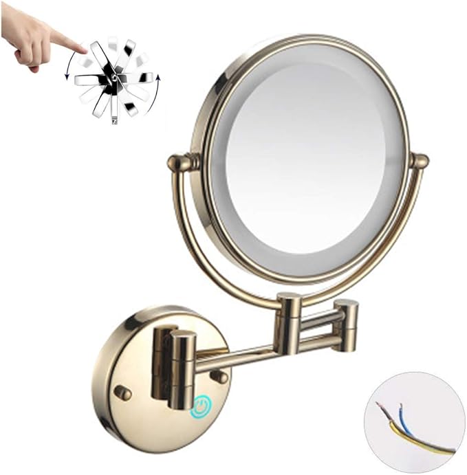 FEEE-ZC Wandspiegel, rundes Spiegelbadezimmer mit Licht, Touch-Taste