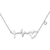 S925 Sterling Silver Faith Hope Love Cross Lifeline Heart Pendant Necklace Bracelet Christian Jewelry Gifts for Women Birthday Gift Easter Gift