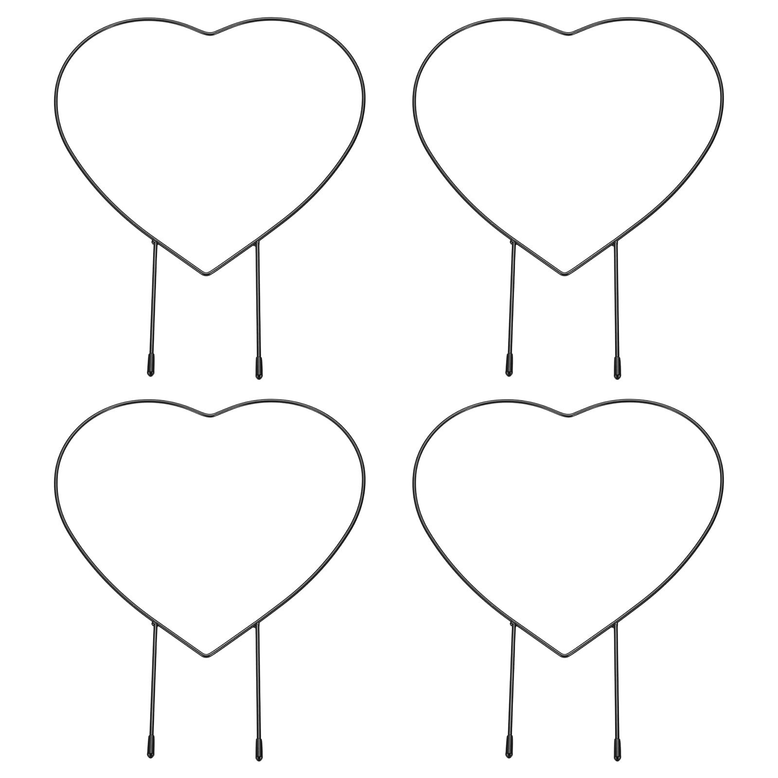 PATIKIL 12.2 x 9.1Inch Metal Plant Trellis, 4 Pcs Heart Shaped Potted Holder Rack Vine Stem Support Wire Closed for Garden Potted Climbing Plants, Black