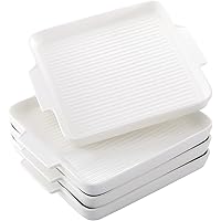 YOUEON 4 Pack Ceramic Bakeware Dinner Plates with Handles Oven to Table, 10 Inch Matte Glazed Grill Baking Dish Roasting…