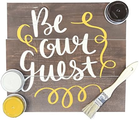 DIY Art In A Box - Wood Sign Painting Kit - "Be Our Guest" Stencil, Paint, Brushes and Wood Included -11.5"x10.5"