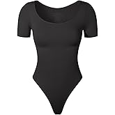 KSKshape Short Sleeve Bodysuit for Women Tummy Control Scoop Neck Shapewear Bodysuit Tshirt Top
