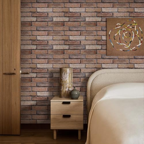 COMSTICKC 3D Bricks Wall Stickers, 10 Pieces, 30 x 40 cm, High Quality PVC Wall Stickers Panels for 3D Stone, Decorative Panels for Living Room, Bathroom, Kitchen