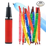 Pack of 100 Premium Rocket Party Balloons - Bundle with Air Inflator Pump – Inflates Up to 40-Inches – Great for Parties & Events – Reusable – Creates a Whistle Sound When Released into the Air