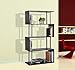 HOMCOM Modern S-Shaped 5 Tier Room Dividing Bookcase Wooden Storage Display Stand Shelf - Black
