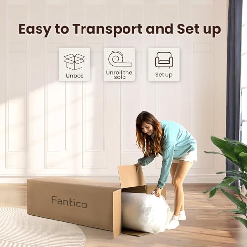 Fantico Modular Sectional Sofa Couch Luxurious Corduroy - High-Density Foam, Non-Slip Stability, Easy Setup with Box Packaging, Comfortable & Durable for Living Room, Apartment, Bedroom - Grey