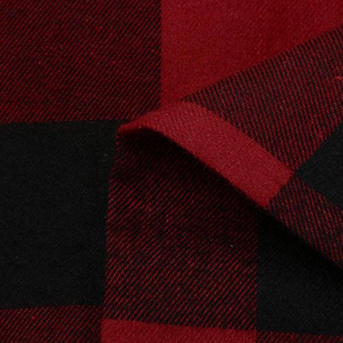 Forthery Cardigan, Women's Casual Open Front Lightweight Flannel Plaid Shirts (M, Red)