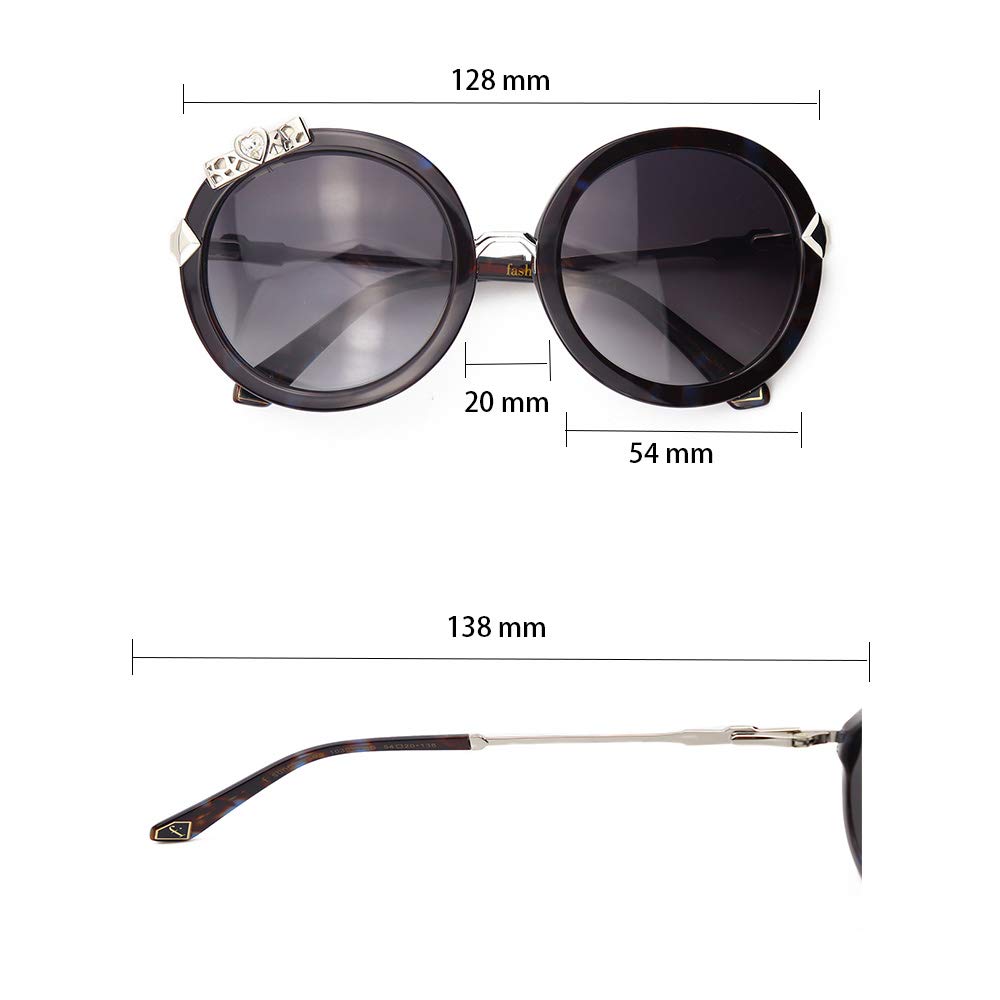 Eyeplayer Retro Round Metal Sunglasses for Women Black Circle with Rhinstone Decorative,54MM