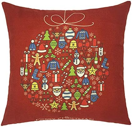 Happy Christmas Pillow Cases Linen Sofa Cartoon Cushion Cover Home Decoration Duseedik