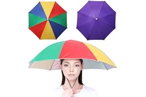 2PCS Umbrella Hat with Elastic Band, Outdoor Fishing Umbrella Cap Folding Headwear Umbrella Hat