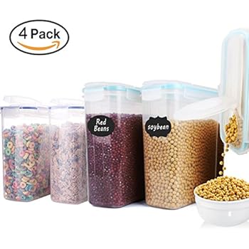 Amazon.com: Premium Dry Food & Cereal Container Set - 2 x Plastic ...
