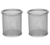 Elife 2 pcs Silver Mesh Pen Pencil Collection Holder Sorter Desk Organizer
