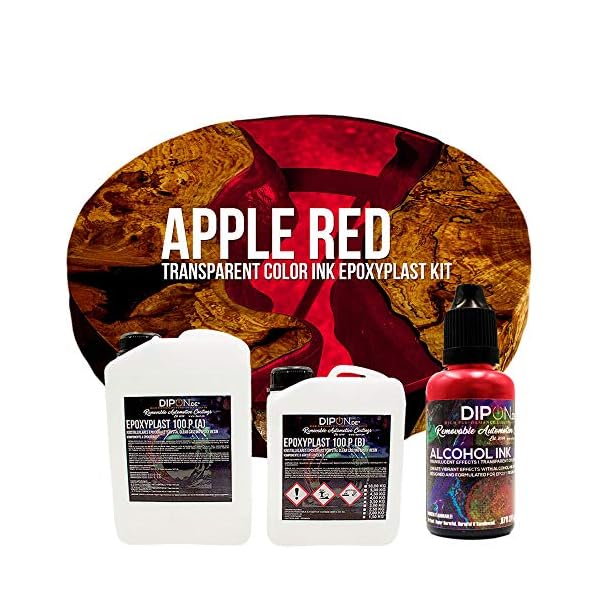 EpoxyPlast 100 P Apple Red Alcohol Ink Kit Set - Epoxidharz Transparent gefärbt für Holz Tisch Metal Beton Gießen…