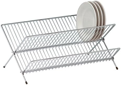 Apollo Large Chrome Folding Dish Drainer, Silver, 48x35cm