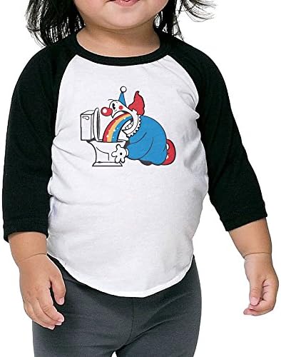 SAMCUSTOM Boy / Girl Clown Throwing Up Rainbow Raglan T-Shirt Half Sleeve Baseball Tshirts 5-6 Toddler