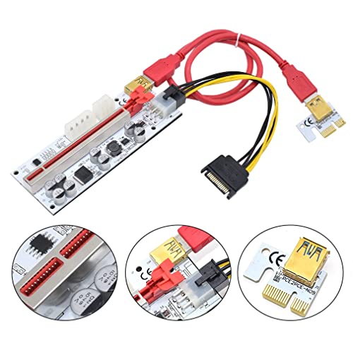 PCIe Riser Card 1X to 16X GPU Riser for Mining Rigs, 6Pin Risers with 8 ...