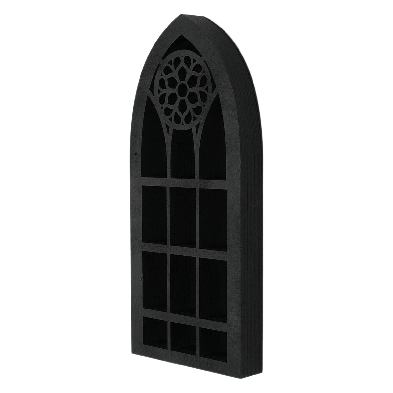 Baoblaze Wall Display Shelf Church Window Design Black Floating Shelves Wall Mounted Display Shelf Figurine Display Shelf for Office Bathroom Bedroom