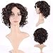 S-noilite Women Medium Short Curly Hair Wig Cosplay Party Costume Heat Resistant Synthetic Natural Fluffy Full Wigs 10inch Dark Brown