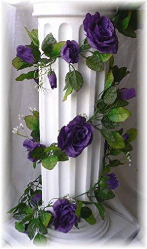 Pink Cookie Purple Rose Garland Arch Gazebo Pew Chair Silk Wedding Flowers Roses Vines Craft