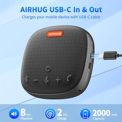 AIRHUG Bluetooth Speaker Microphone - USB Conference Speaker - Portable for Home Office