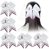 Ncmama Baby Breast Cancer Pink Silver Glitter Cheer Bow Hair Tie Holder for Girls Hope 5pcs