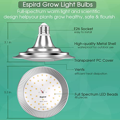 Espird LED Grow Light Bulb, Full Spectrum Plant Grow Light Bulbs