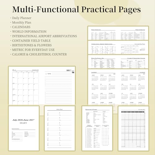 Mljtoyo 2026-2027 Academic Planner A5 Page A Day Planner Soft Cover Organizer Daily Planner July 2025 - June 2026, A5 Daily Planner with Pen, Stickers, Back Pocket, 3