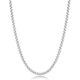 Fiusem Box Chain for Men, Silver Tone/14K Gold Plated/Black Stainless Steel Necklace for Men and Women, Width 2/2.5/3/4/5mm, Length 18-28 Inches