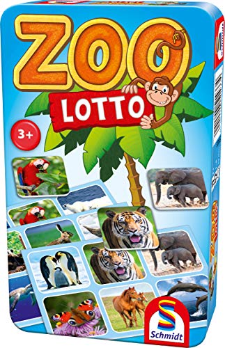 Schmidt Spiele 51433 Tier Zoo Lotto, Bring Mich mit Spiel in der Metalldose, bunt