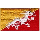 Ruoming Bhutan Flag Patches | 1 PCS, Iron On or Sew On, Embroidered, Tactical Military National Bhutan Patch