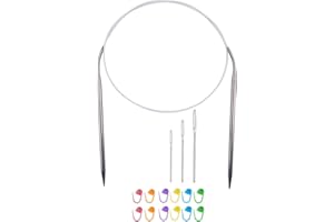 BSHOOKER Circular Knitting Needles 32inches/80cm,Size US 8.0(5mm) Stainless Steel Round Knitting Needles for Handmade Knitting DIY