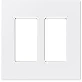 ELEGRP 2-Gang Screwless Decorative Wall Plates, Mid-Size 4.88" height x 4.94" length Unbreakable Thermoplastic Faceplate Cover for Decorator Receptacle Outlet &amp; Switch, UL Listed (1 Pack, Matte White)