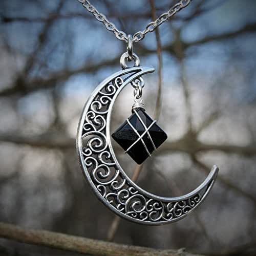 Ethereal Earth Stone Necklace Wire wrapped Black Onyx