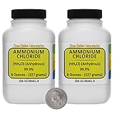 Ammonium Chloride [NH4Cl] 99.9% ACS Grade Powder 1 Lb in Two Space-Saver Bottles USA