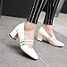 Mofri Women's Sexy Buckle Double Strap Square Toe Medium Block Heels Mary Jane Pumps Shoes