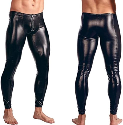 Men's Faux Leather Tight Pants Man Leggings PVC Long Trousers