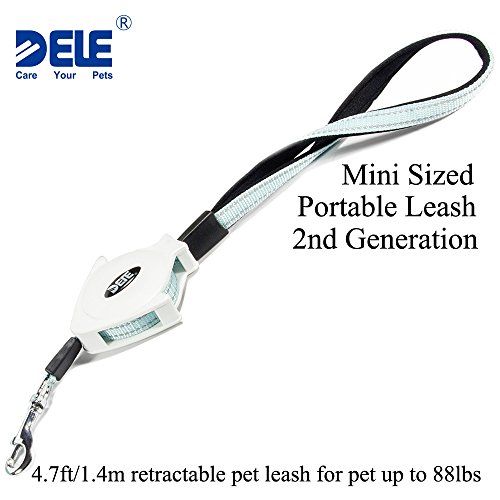 DELE Retractable Pet Leash, 4.7ft/1.4m Pet Walking Leash for Small/Medium/Big up to 88lbs,2nd Generation,Strong Belt,Tangle Free,Double Direction Extension, Pocket Sized,Portable,Durab (White) - Thumbnail 6