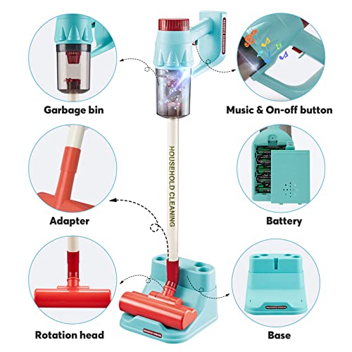 SEA SUN TOYS Kids Cleaning Toy Set, 3 in 1 CordFree Vacuum Toy with