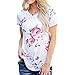 ZXZY Women Bohemian Short Sleeves Round Neck Boho Floral Print Shirts Blouse Top