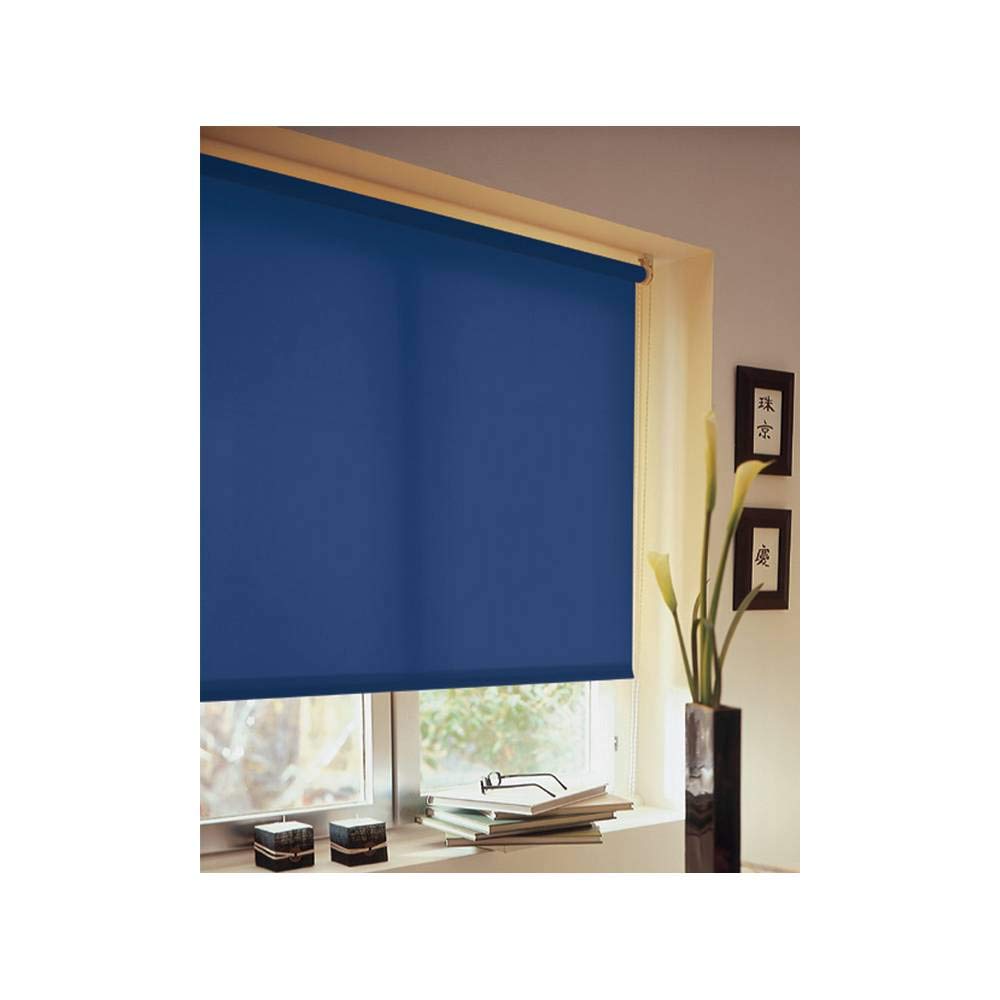 Madecostore Plain Fabric Roller Blind - 64 x 250 cm - With Drilling - Navy Blue
