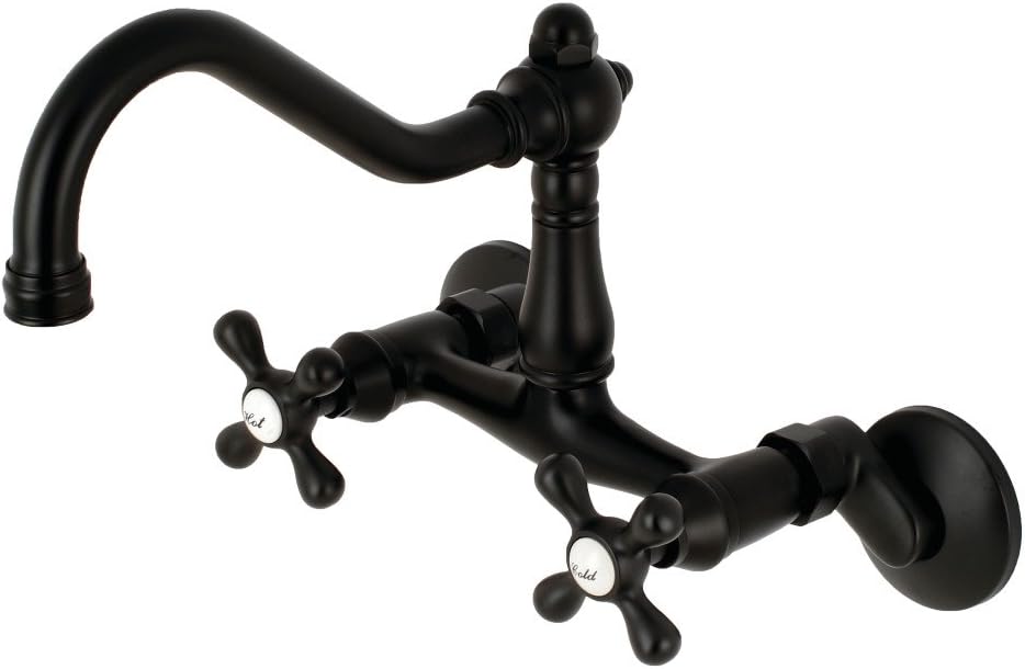 Kingston Brass Ks3220ax Vintage 6 Inch Adjustable Center Wall Mount Kitchen Faucet 8 1 2 Matte Black Amazon Com