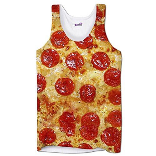 Bang Tidy Clothing Pepperoni Pizza Tomatoe Base Fast Food Cheese Funny Holiday Beach Mens Vest - XXL
