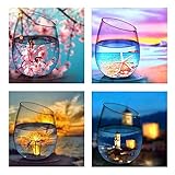 HaiMay 4 Pack 5D DIY Diamond Painting Set Decorating Cabinet Table Stickers Crystal Full Drill Rhinestone Diamond Embroidery Paintings Pictures, Four Seasons Cup (9.8X9.8inch)