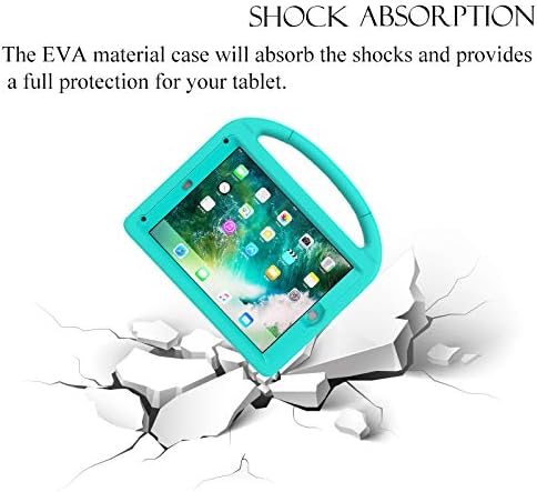 Surom Kids Case for New iPad 9.7 2018/2017 with Built-in Screen Protector, Light Weight Shock Proof Handle Stand Kids Case for iPad 9.7 2017/2018 iPad Air/iPad Air 2/iPad Pro 9.7 - Turquoise - Image 4