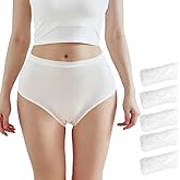 STARLY Disposable Underwear for Women High Waist Comfy Travel Briefs Independent Packing Fast Drying Panties (White,5-Pack)