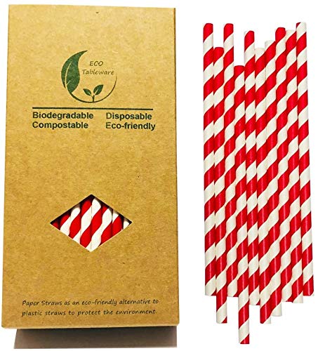 Red White Striped Paper Straws, Red Paper Straws, Red Striped Straws, White and Red Paper Straws