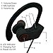 Bluetooth Sport Headphones with Mic offered by PHI Sports & Outdoors. High Definition Sound with Bass, Noise Cancelling, IPX4 Sweatproof, Secure Fit, & 6-8 Hrs Playtime. Carrying Case Included(Black)