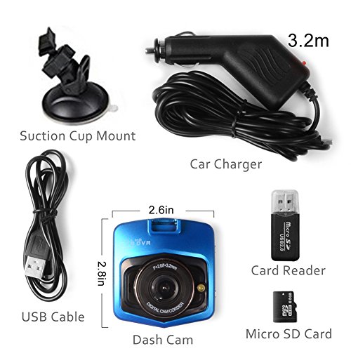 THINK SOGOOD 2.4" LCD HD 1080P Car DVR, 170° Wide Angle Lens Vehicle Video Camera with Loop Recording, Motion Detection, G-Sensor and Parking Monitor(Free 8G Micro SD Card) - Thumbnail 5